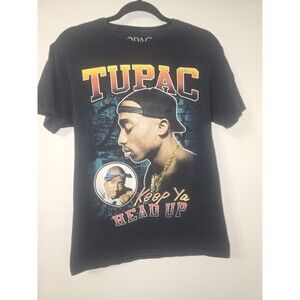 2Pac Tupac Keep Ya Head Up Graphic Tee Sz S Black Bravado 2020 Rap Hip Hop Shirt
